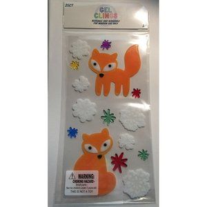 NEW Christmas Winter Foxes Fox Snowflakes Frozen window Gel Clings 28 pcs Decor!